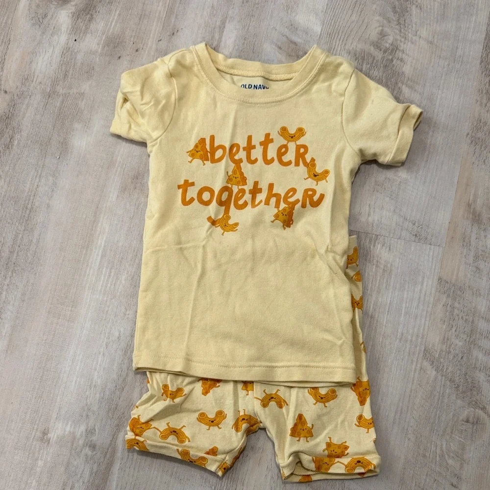 Old Navy Cream and Orange Graphic Pajama Set